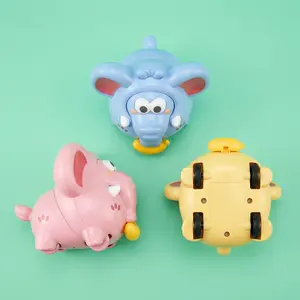 12Pcs Cute Elephant Pull & Go Toy Cars | Thread Pulling Friction Powered Vehicles for Toddlers 3+ truck carrier transport