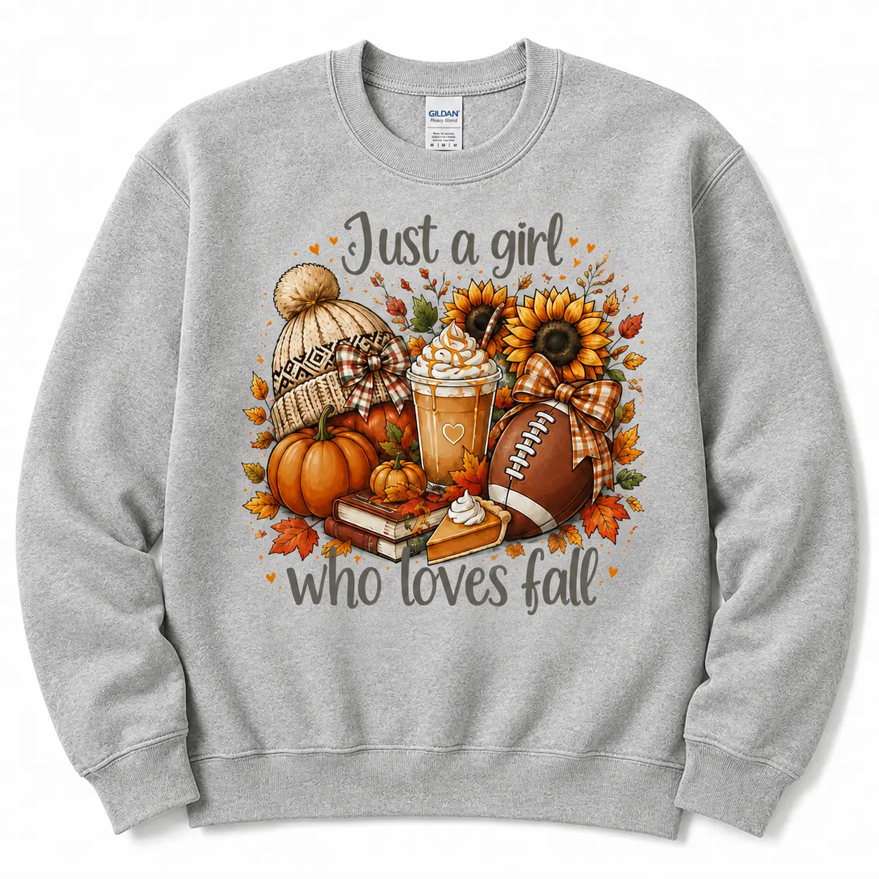 Just a Girl Who Loves Fall Gildan Sweatshirt or T-Shirt , Cozy Pumpkin Autumn Graphic Tee, Fall Season Sweatshirt, Cute Fall Gift Tops Menswear Crewneck Long Sleeve