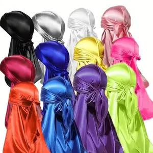 Colorful Silky Satin Durags for Men & Women - Breathable 360° Waves with Long Tail, 12 Vibrant Colors (, Red, Green, Purple, Pink, Yellow, Orange, Brown, ) - Hip Hop Fashion Headbands For Curly Hair, Hand Wash/dry Clean, Halloween, Christmas High Waisted