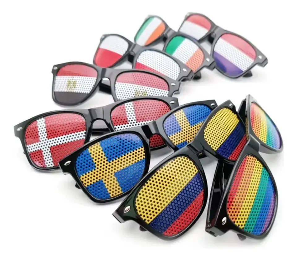 National Flag Sunglasses Black Frame Sun Glasses Decorative Eyeglasses Frames for Party  Cosplay Spectacles football match Gift