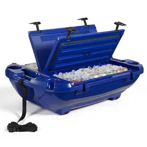 VEVOR Floating Cooler, 40 QT Floating Ice Chest with Dry Storage & Tow Rope, Premium LLDPE Amphibious Drink Cooler for Water & Land, Smooth Stable Cruiser on Lake, River, Pool, Beach, Kayak, Deep Blue