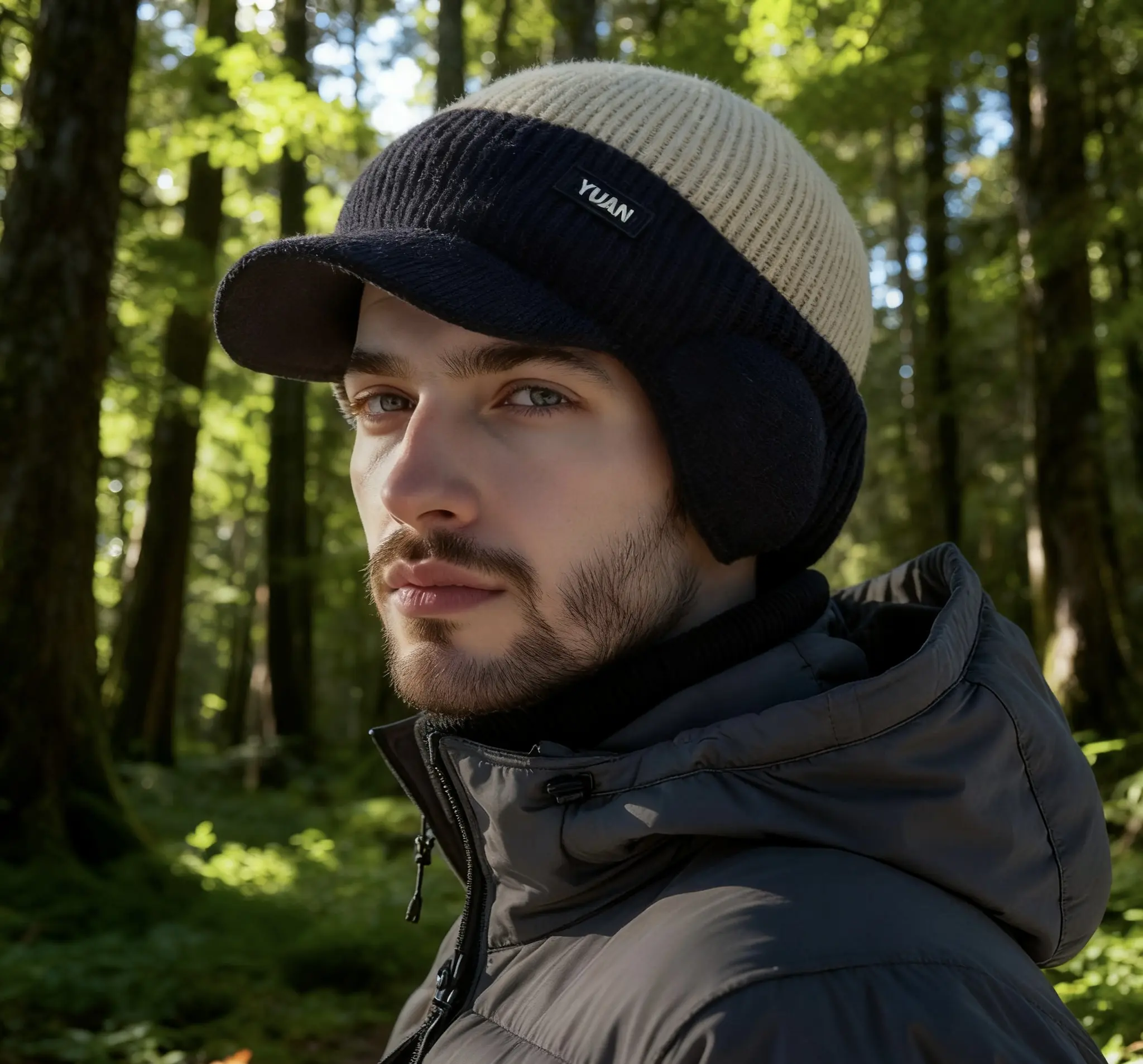 Men's Winter Knitted Earflap Hat - Cold Protection for Skiing,Hiking, Street Style- Elastic Fit,Hand Washable - Available in Outdoor Activities and Daily Winter Accessories,Fashionable Knitted Hat