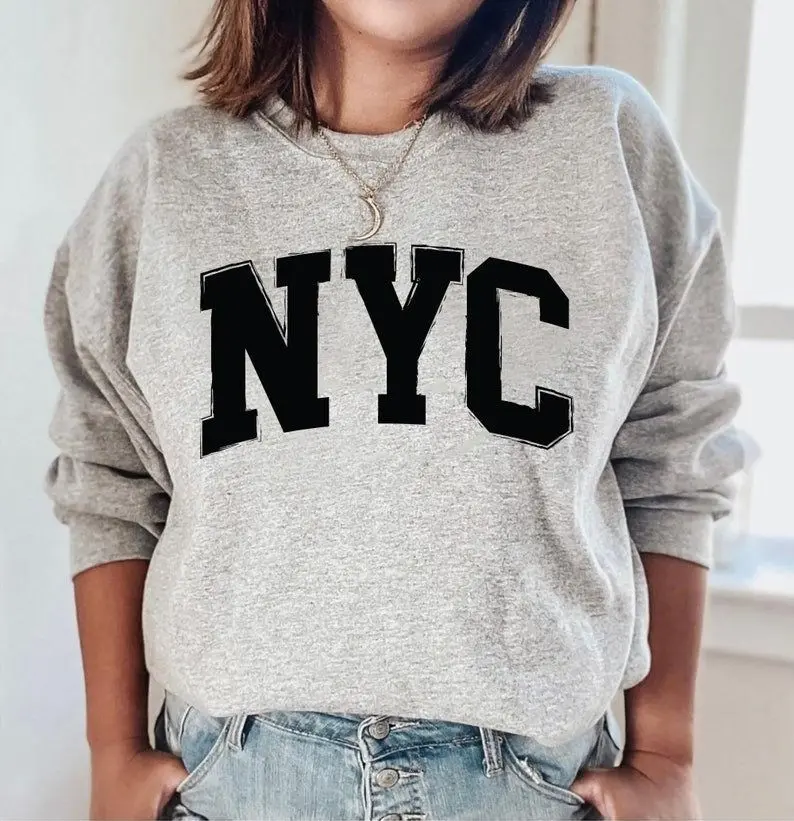 [Sale off up to 50%] NYC Sweatshirt Faded Vintage Aesthetic New York Sweatshirt Retro Varsity Distressed NYC Crewneck Trending NYC Unisex Sweatshirt