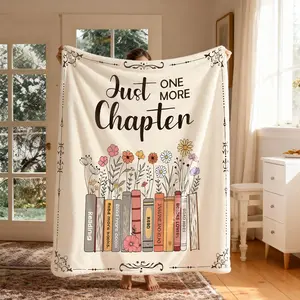 Flannel Blanket Reading Theme Floral Book, Lightweight Throw Blanket, Large Size Soft Lightweight Warm, Perfect for Bed Sofa Office Camping Travel Christmas Gift, Giftable Blankets