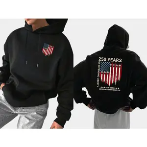 [Sale up to 30%] [Made in USA] 250 Years of Defending Liberty Hoodie Patriotic USA Flag Graphic Sweatshirt, 1776–2026 Semiquincentennial Pullover, Vintage Military Americana Gift