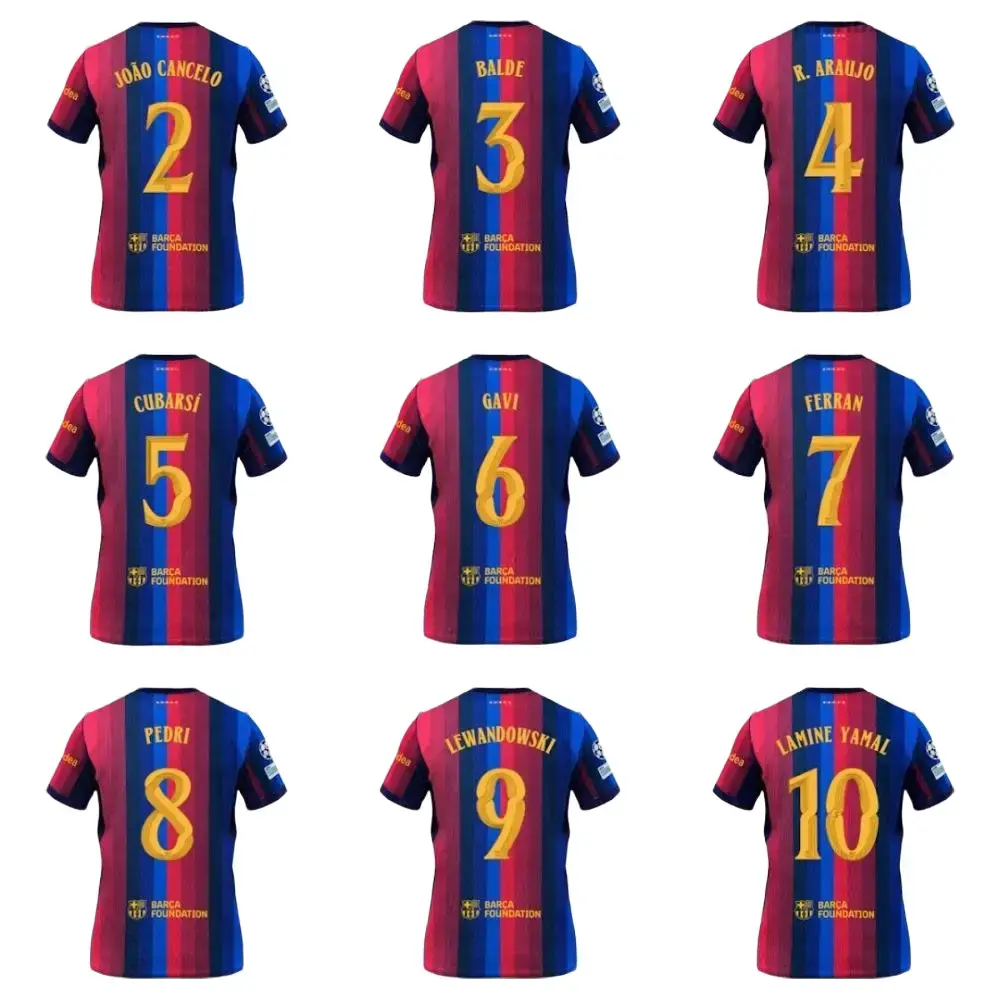 Unisex Barcelona Blue Red Soccer Jersey 2026/27 – Fan Style Football #10 Yamal Shirt, Breathable Lightweight Match Day Top, Personalized Name & Number Sportswear Gift