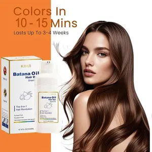 Instant Dark Brown 9-in-1 Hair Dye Shampoo, Natural Hair Color Shampoo for Gray Coverage, Herbal Formula with Batana Oil, Semi-Permanent Hair Coloring Shampoo, Long-Lasting Color, Easy to Use for Men & Women, 500ml