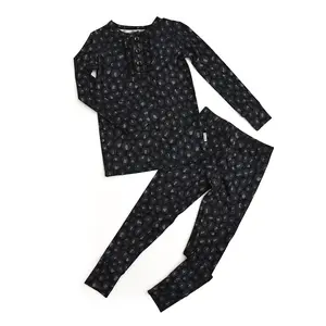 Ash Black Leopard RUFFLE TWO PIECE Halloween Kids Lounge Set Black Gigi and Max Onesie Pajamas
