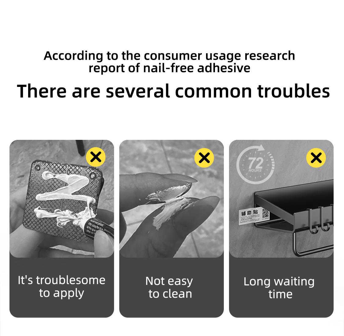 5 Hooks Suction Cup Hook Rack Heavy Duty No Drilling Bathroom Shower Door Black Rustproof Aluminum