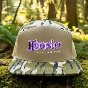 Vintage Hoosier Racing Hat, Camo Trucker Hat for Men, Racing Tire Mesh Hat, Car Guy Gift, Outdoor Hunting Camouflage Snapback Hat