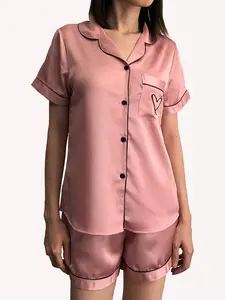 Satin Short Pajama Set - Pink