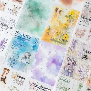 Vintage Watercolor Girl Pattern Sticker Book, 20pcs/set Scrapbook & Journal Making Material Art Craft Paper, DIY Decorative Sticker for Stationery & Bottle