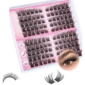 Wispy Lash Clusters, 11-16MM C Curl Natural Individual Eyelashes, Cat Eye Cluster Lash Extensions, Beginner-Friendly DIY At Home Lash Extension Kit