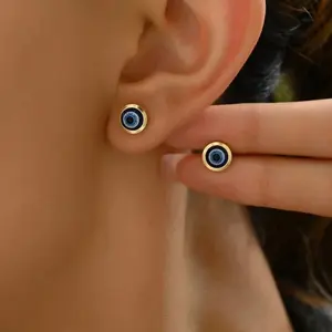 Evil Eye Gold Earrings - Simple Design with Eye Motif for Everyday Wear