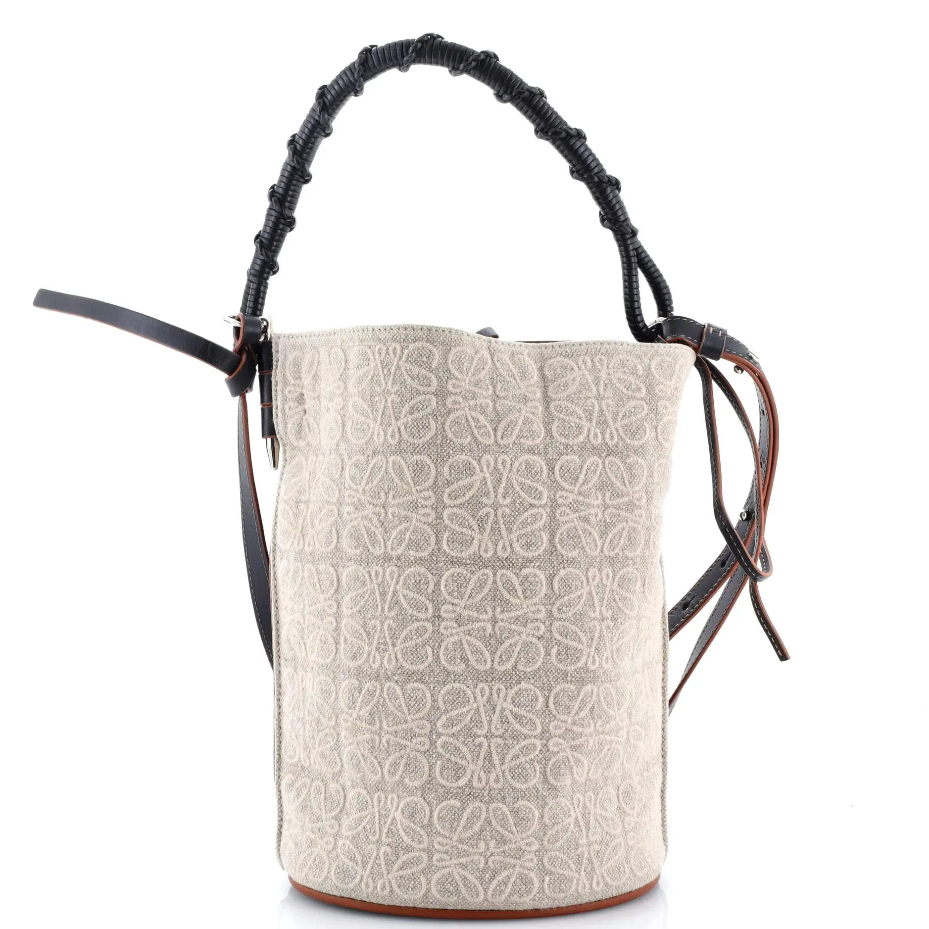 Pre-owned Loewe material Bucket Bags Gate Bucket Bag Anagram Jacquard Canvas Medium by Rebag