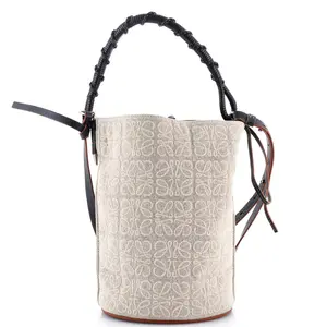 Pre-owned Loewe material Bucket Bags Gate Bucket Bag Anagram Jacquard Canvas Medium by Rebag