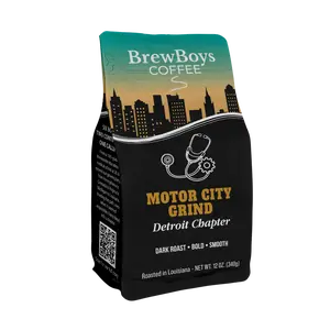 BrewBoys Coffee Motor City Grind Detroit Chapter Extra Dark Roast 100% Arabica Central American Blend 12 oz Smooth Bold Coffee