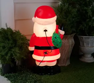 Bethlehem Lights 30" Illuminated Santa Figurine with Wreath