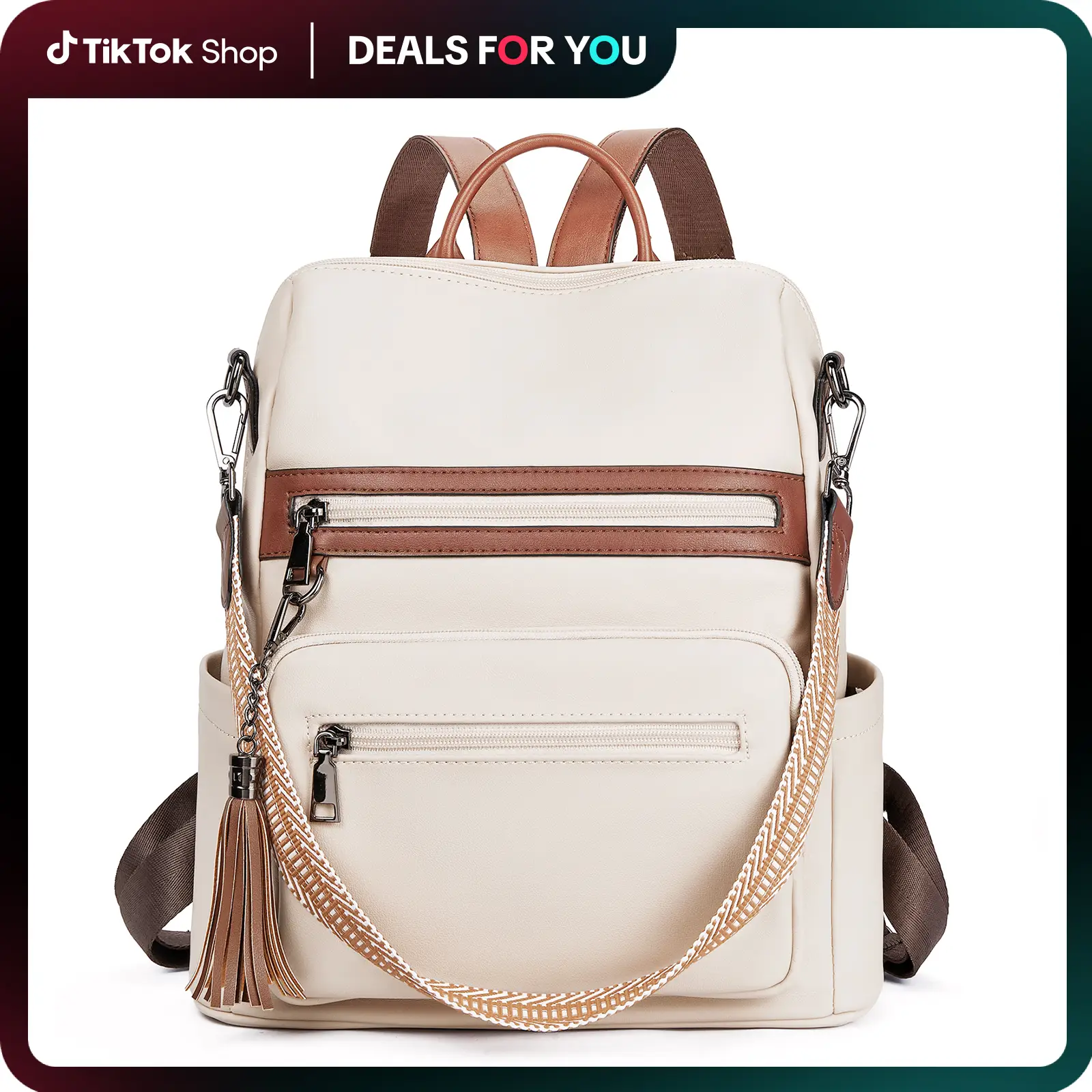 Telena Womens Backpack Purse Vegan Leather Large Travel Work Backpack College Shoulder Bag with Tassel Gift #Outdoorfun