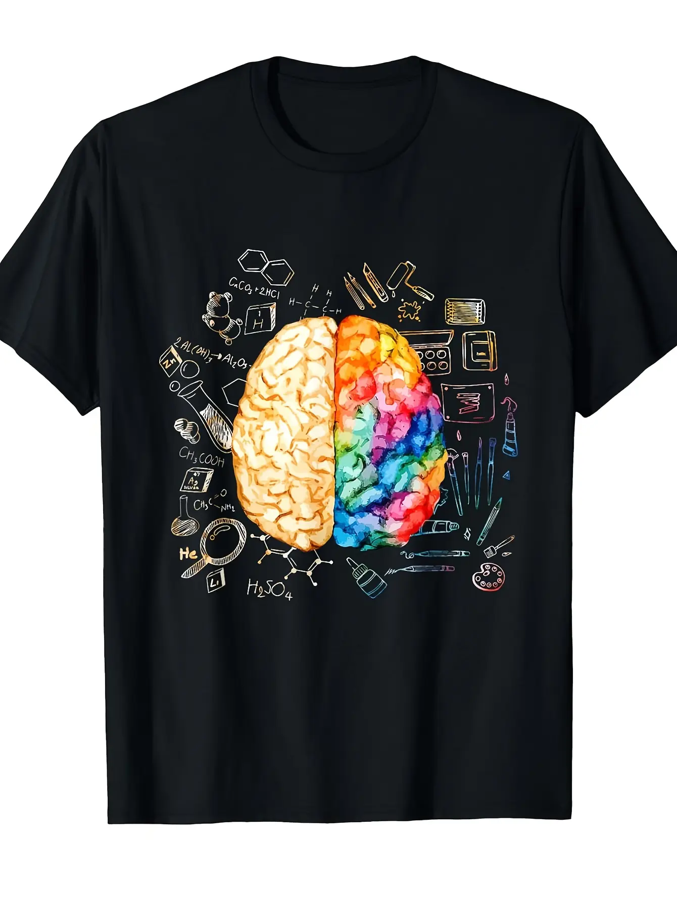 Men's  Women's Neuroscience Neurology T-Shirt - Br unisex soft cotton short sleeve t shirt, vintage graphic casual tee for men women teens, perfect birthday holiday gift for camping travel gym daily street  wear