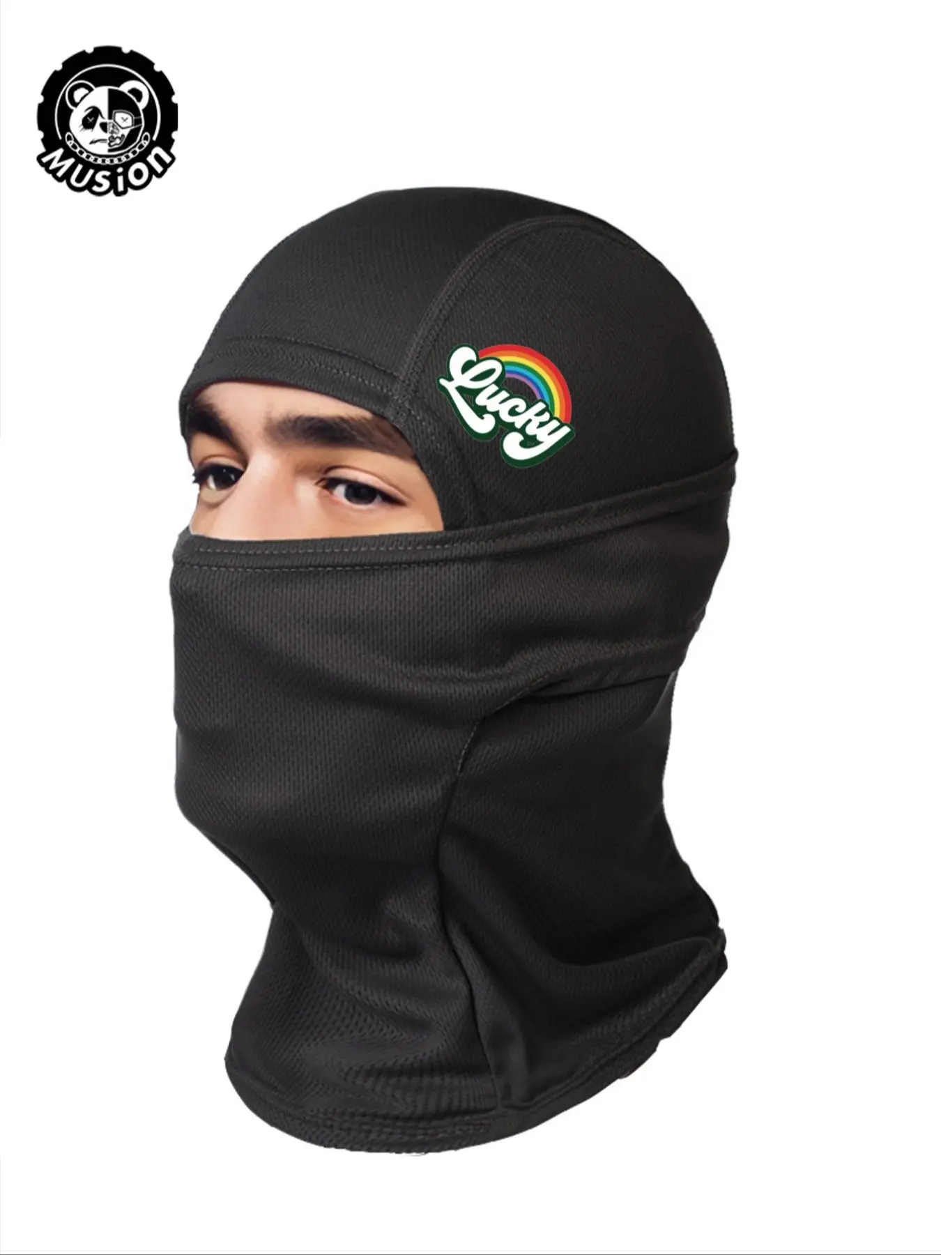 Unisex Rainbow Letter Print Balaclava, Breathable Full Face Mask, Outdoor Sports Cycling Face Cover for Men & Women