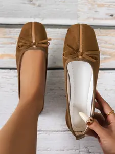 Bow Flat Women's Shoes, French Vintage Elegance, Ultra Comfortable Slip-On, Perfect for Commuting, Dating, and Shopping