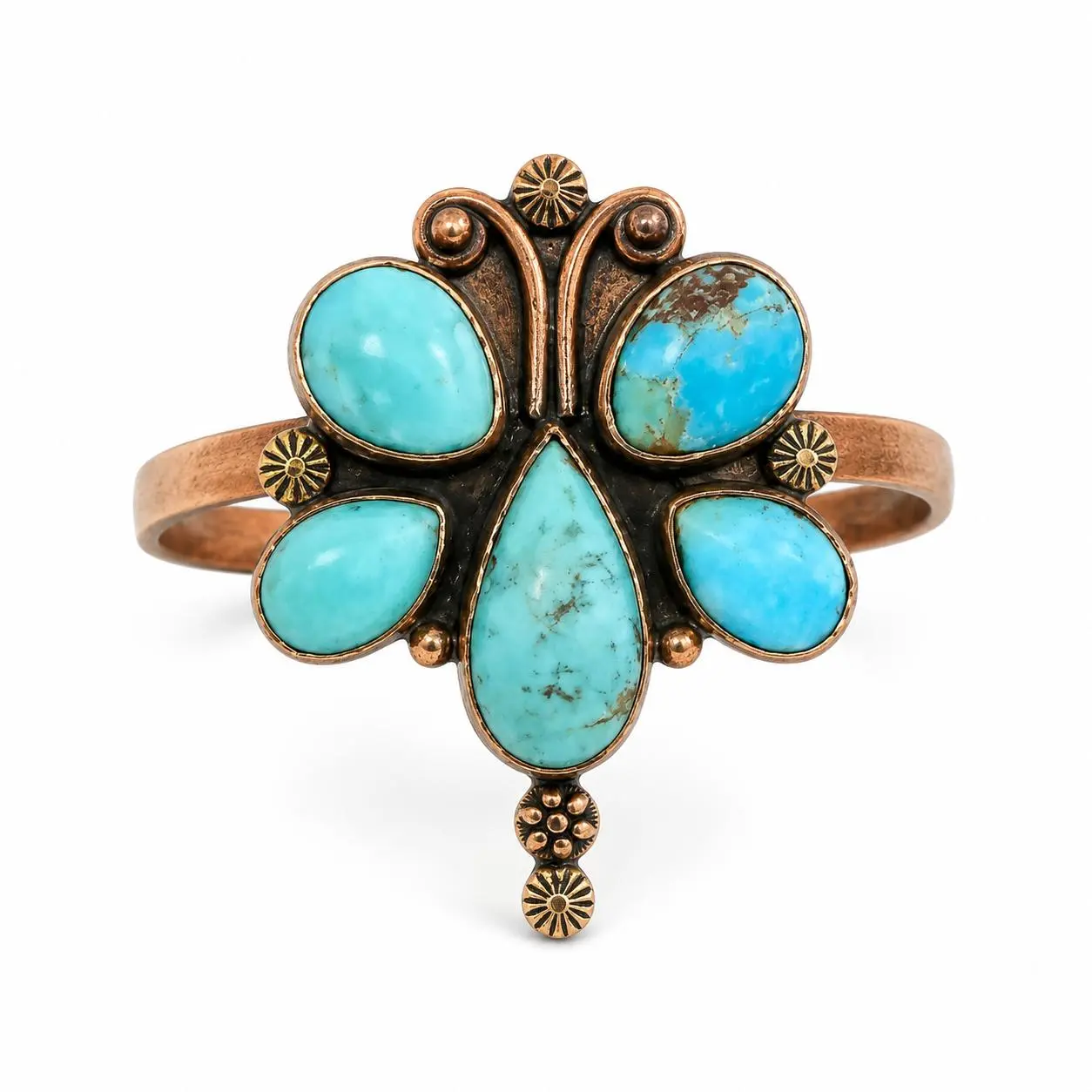 Mojave Turquoise Butterfly Pure Copper Adjustable Ring
