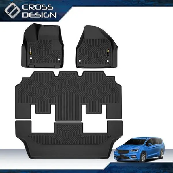 CROSSDESIGN Floor Mats, All-Weather TPE 3D Floor Mat  Set, Upgraded Version for 2017-25 Chrysler Pacifica, Mat Floor Mats