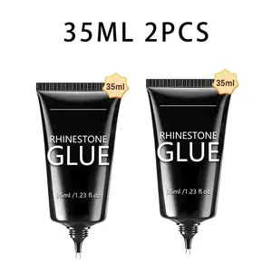 GLOZ Super Strong Rhinestone Nail Glue, 2Pcs 35ML UV Cured Nail Gel Adhesive, Long Lasting Non Falling Nail Glue for Flat Gems Diamond Jewelry Decor, Professional Salon Home DIY Manicure Art Accessories