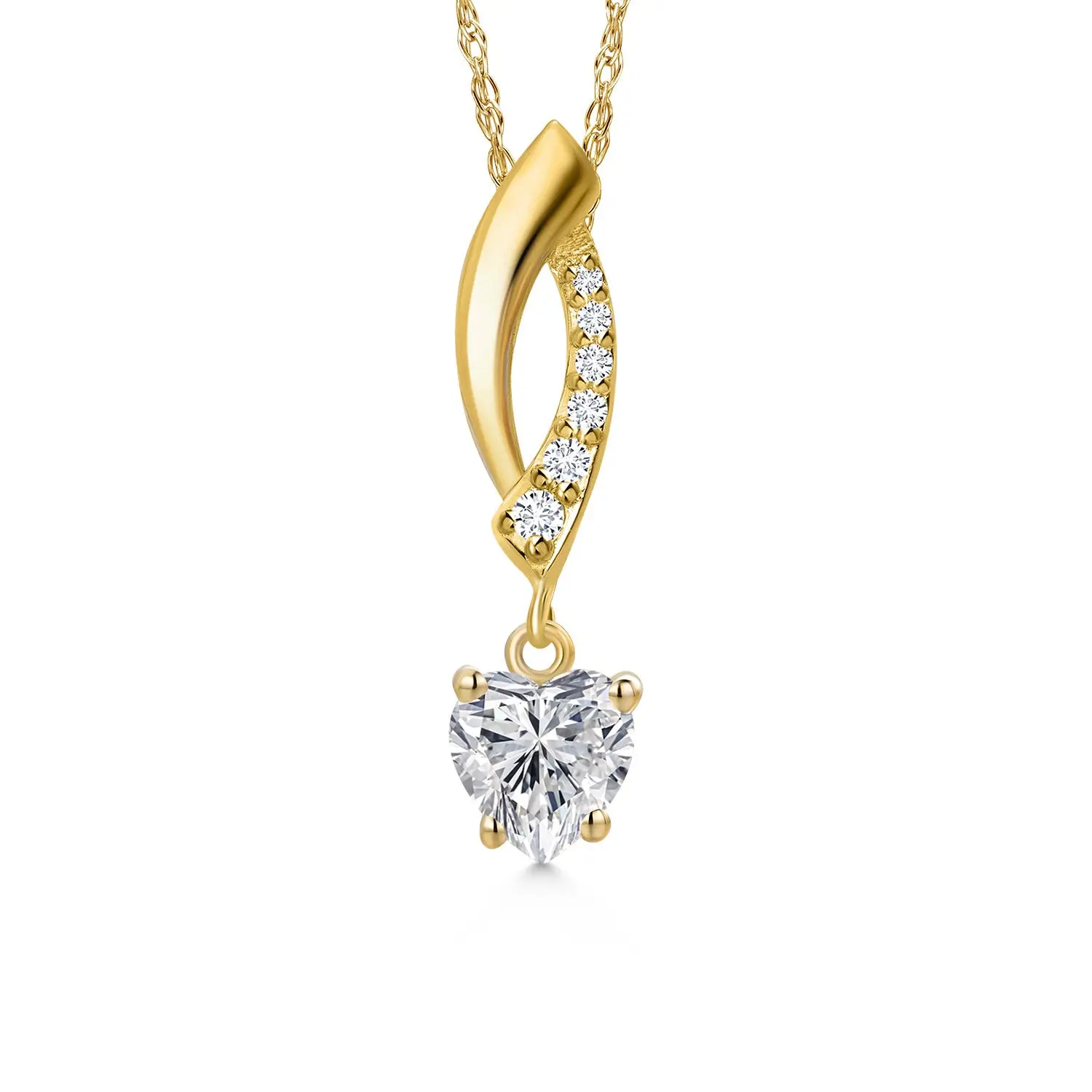10K Yellow Gold 5MM Heart Shape Gemstone Birthstone and White Lab Grown Diamond Infinity Pendant Necklace For Women | Gold Necklace For Women | With 18 Inch Gold Chain