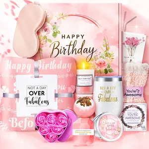 15 count Birthday Gifts for Women-Pink Self Care Package Get Well Soon Gifts, Relaxing   Female Friendship Thinking of You Care Package for Mom Her Wife Girlfriend Friend Sister