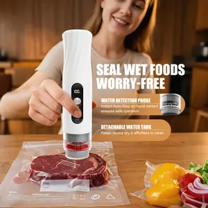 Reusable Vacuum Sealer Machine with Visible Water Tank 60kPa Powerful Suction One-Touch Auto Seal Pulse Mode 1800mAh Rechargeable with 20 Reusable Food Bags