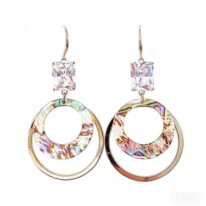 GIGI ARIA EARRINGS 14K Gold Plated Abalone Shell Dangle Earrings for Women Jewelry