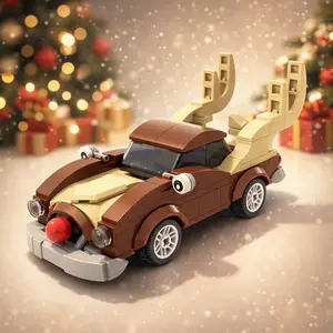 214PCS Red Nose Racing Car Bricks Building Blocks Set, ABS Plastic Construction Toy, DIY Mini Racing Car Model Kit, Creative Vehicle Block Toy, Easy to Assemble Educational Bricks, Desk Display Ornament Collectible, Home Bedroom Office Decoration