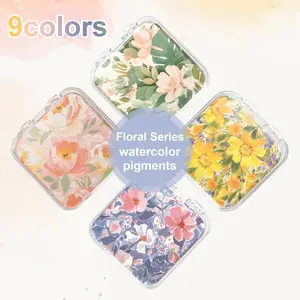 9Colors Metallic Pearlescent Watercolor Gold Powder Pigment Gouache Paint Set with Flash Solid Watercolor Portable Boxed for Art