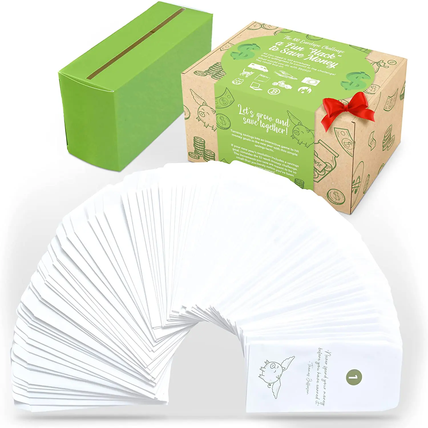 100-Envelope Money Saving Challenge Kit, Office Stationery Supplies, Accounting Supplies - For Adults, Develop Saving Habit, Easy Path to $5050 Savings Target