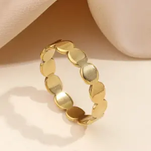 Gold Plated Stainless Steel Cut-Out Circle Ring – Minimalist Geometric Statement Ring for Women