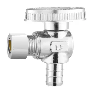 VEVOR 10 Pack Angle Stop Valve, Water Shut Off Valve 1/2" PEX x 3/8" OD Compression, 1/4 Turn Chrome Plated Brass Shutoff Valves for Bathroom Kitchen Toilet Shower PlumbingSummervibes