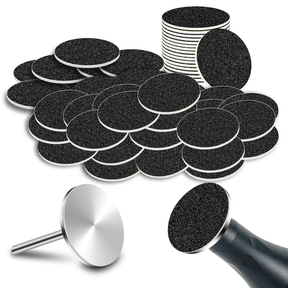 100pcs Electric Callus Remover Sandpaper Discs Pedicure Tool Replacement Accessory with 25mm Metal Shaft Sanding Disc Bit for Nail Drill Machine Dead Cracked Skin Remover Salon Home Men Women 120Grit Brand: LIERKISS, Nail Drill Bits, Exfoliating Foot