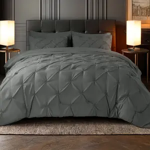 Shilucheng 7PCS Luxury Microfiber Bedding Set Ultra Soft All Season Breathable Duvet Set Cloud Like Hotel Quality Bedroom Bedding Set with Elegant Geometric Pintuck Design Multi Color Machine Washable Soft Bedding Set