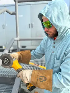 7OZ Cotton Flame-Resistant Hooded Henley T-Shirt - B103