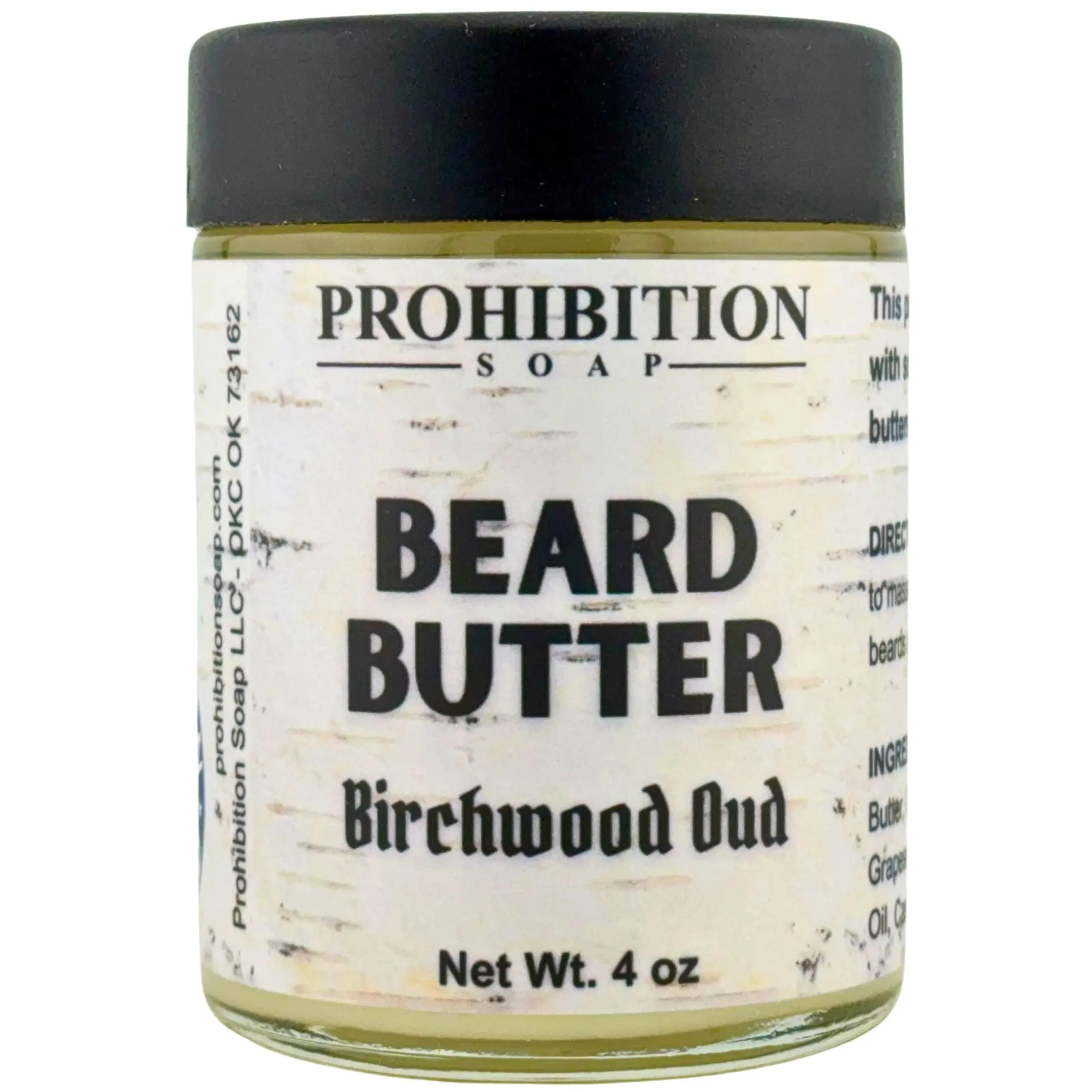 Prohibition Soap BEARD BUTTER | Birchwood Oud | Conditioning, Hydrating Beard Cream With Organic Golden Jojoba Oil and Argan Oil, for All Beard Types, 4 Ounce