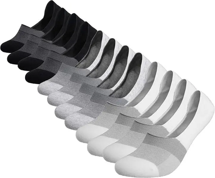 CoolMate GLOBAL 6 Pack No Show Men Socks, Thin Invisible Sock Moisture Wicking, Gift for Men (Black/White/Grey)