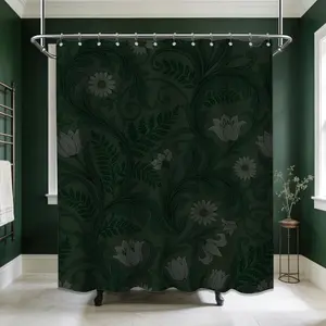 1/4 pcs Green Vintage Botanical Shower Curtain Dark Green Leaf Plant Shower Curtains for Bathroom Decor Sets, Floral Pattern, Waterproof Polyester Fabric with Hooks, 72 x 72 in