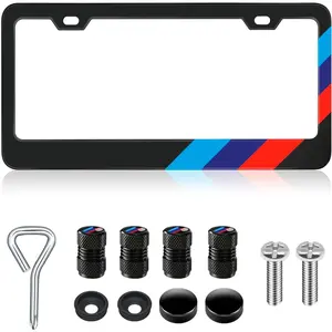 License Plate Frame for BMW Accessories Universal Solid Rust-Proof Aluminum Matte Black License Plate Cover Suitable for Front and Rear Car Emblems (2 Pieces)