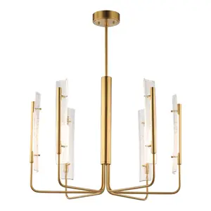 Perimost Faithe 34" 6-Light Gold Chandelier, Luxury Golden Hanging Light for Home Decor