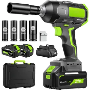 Cordless Impact Wrench for Car Tire Change, Max 1200N.m (885ft-Lbs) High Torque Impact Gun, Heavy Duty Impact Wrench for Mechanic, Auto Repair & Truck Maintenance, 4 Sockets
