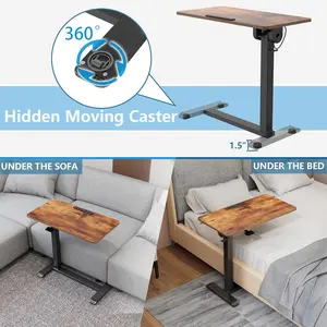 ETHU Adjustable Overbed Table Rolls Smoothly! Foldable Medical Bed Desk w/ 90 ° Tilt Desktop, Space-Saving Rolling Tray for Hospital, Elderly Care & Bed Working (Wheelchair Friendly)
