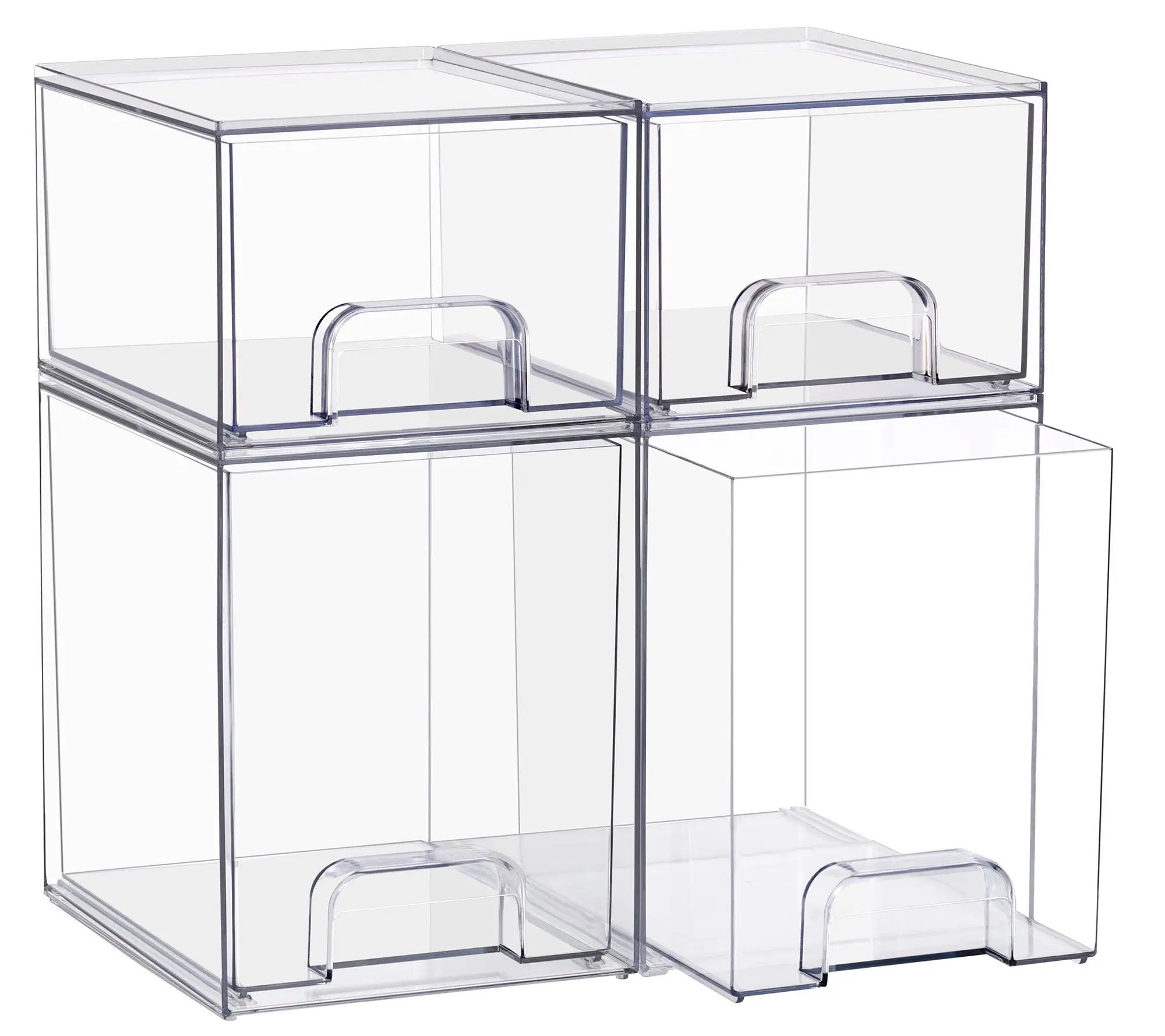 Sorbus Stackable Acrylic Storage Drawers Clear Bins - 4 Pack