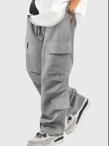 Men's Solid Flap Pocket Cargo Pants, Regular Fit Casual Comfy Trousers for Fall & Winter, Men's Bottoms for Daily Wear